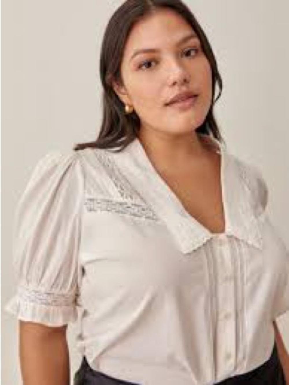 Reformation Women's Cream Lace-Trim Button Front Top - Hara